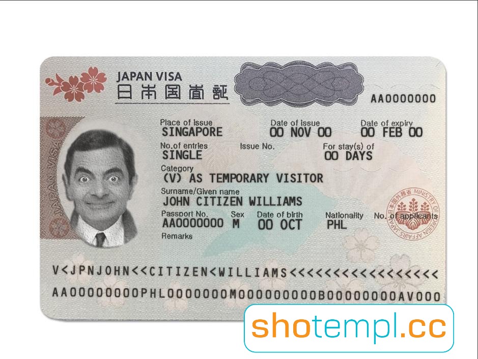Japan Visa Fully Editable PSD Template